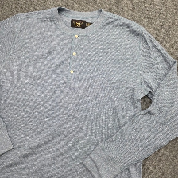 Ralph Lauren RRL Other - RRL Ralph Lauren Waffle Knit Henley Shirt Men's XL Gray Blue Long Sleeve
